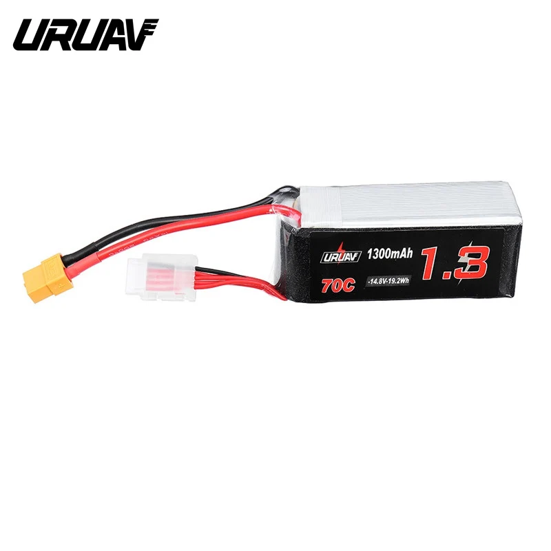 

High Quality URUAV 14.8V 1300mAh 70C 4S Rechargeable Lipo Battery With XT60 Plug for Eachine Tyro99 FPV Racer Drone