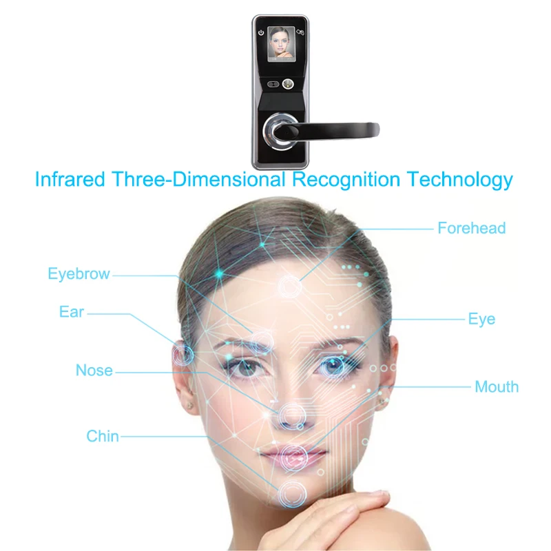 Eseye Digital Door Lock Smart Lock Door Security Card Touch Screen Keyless Face Recognition Home Digital Electronic Lock        
