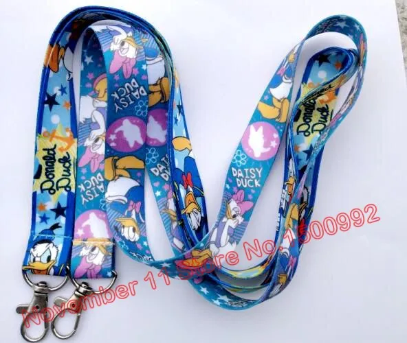 

New 2 pcs Cartoon Donald Duck Straps Lanyard ID Badge Holders Mobile Neck Keychains For Party Gift QW-566