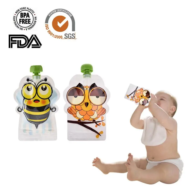 

Set of 8/8 PCS BPA-Free Reusable Sealed Complementary Food Pouch Storage Bag Homemade Puree Pulp 148ml Double Zipper