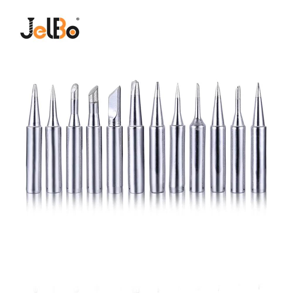 

JelBo 12Pcs Electric Soldering Iron Tip Set 60W 900M-T-B Conical Soldering Gun Tip For P36 Solder Station Welding Tips Tool Kit