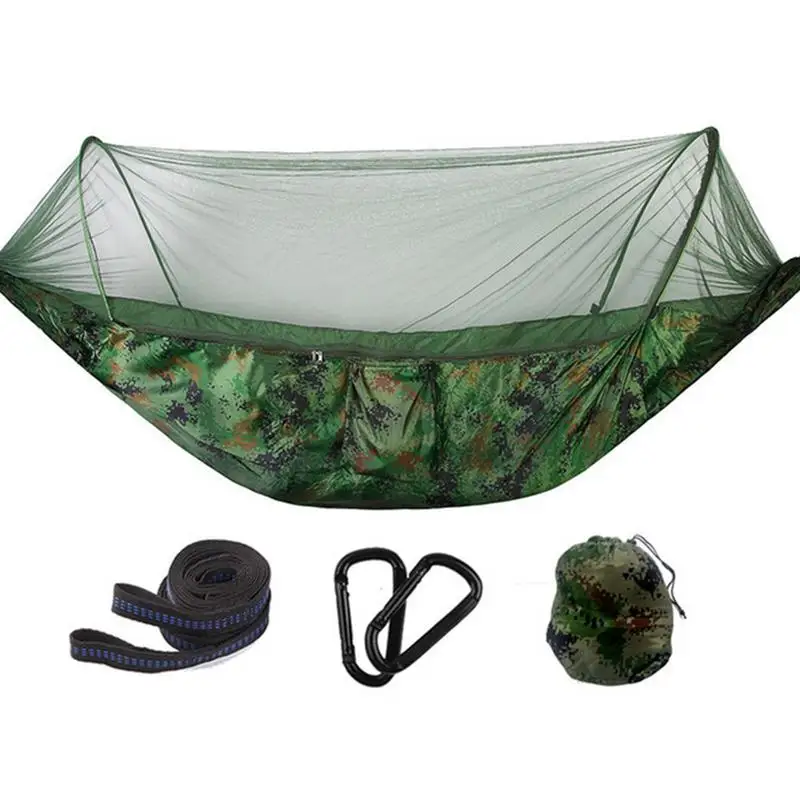 

2 Person Automatic Quick Open With Mosquito Net Hammock Nylon Parachute Cloth Tent With Bug Netting Straps Carabiner 250 X 120CM