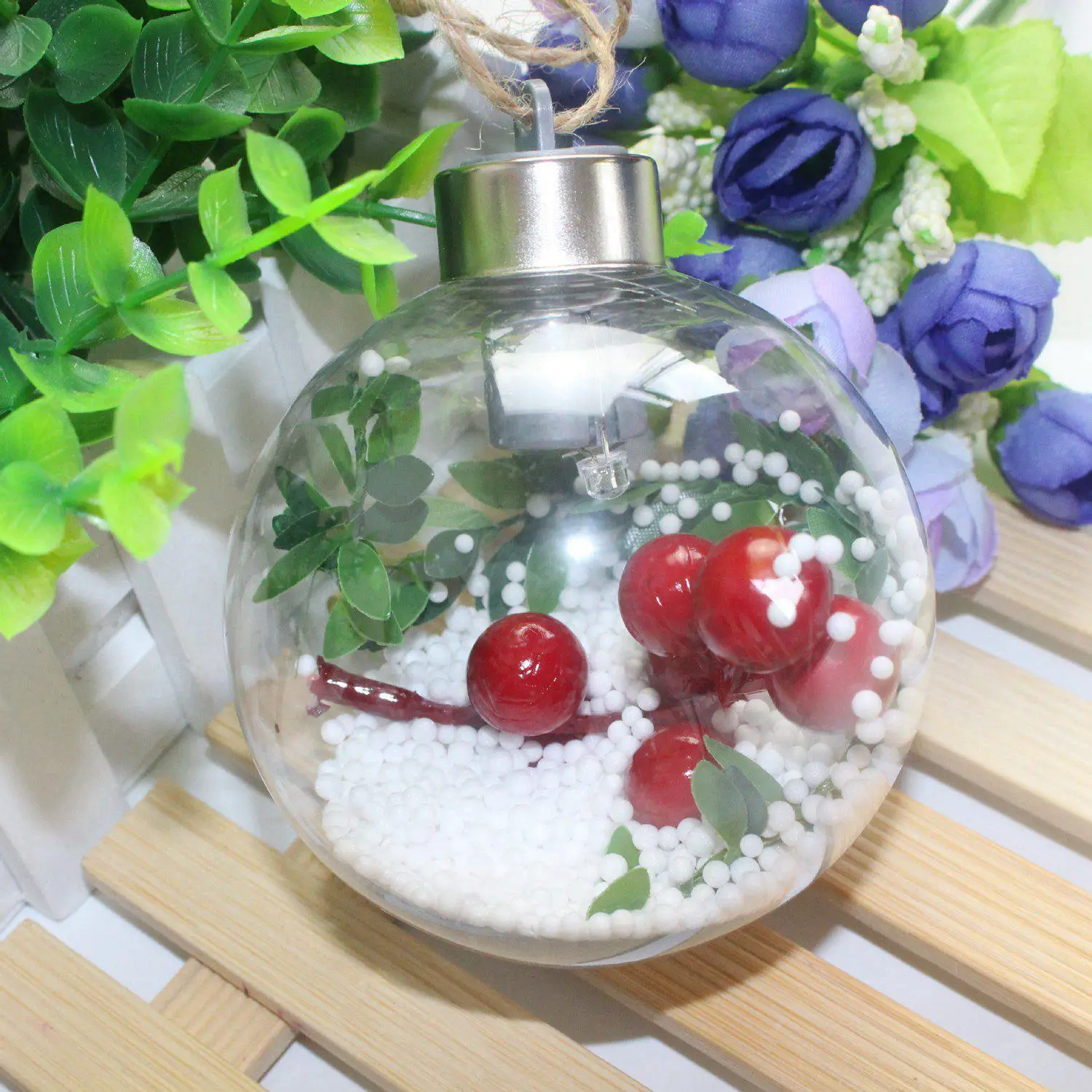

Transparent Christmas Ball LED Lights Tree Ornament Plastic Bauble Xmas Gifts Decoration Lamp 8cm