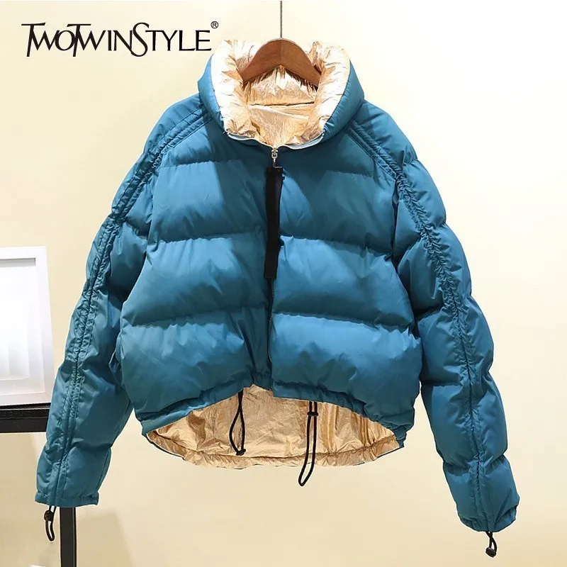TWOTWINSTYLE зима для женщин подпушка куртка с длинным рукавом шнурок кружево Up черный