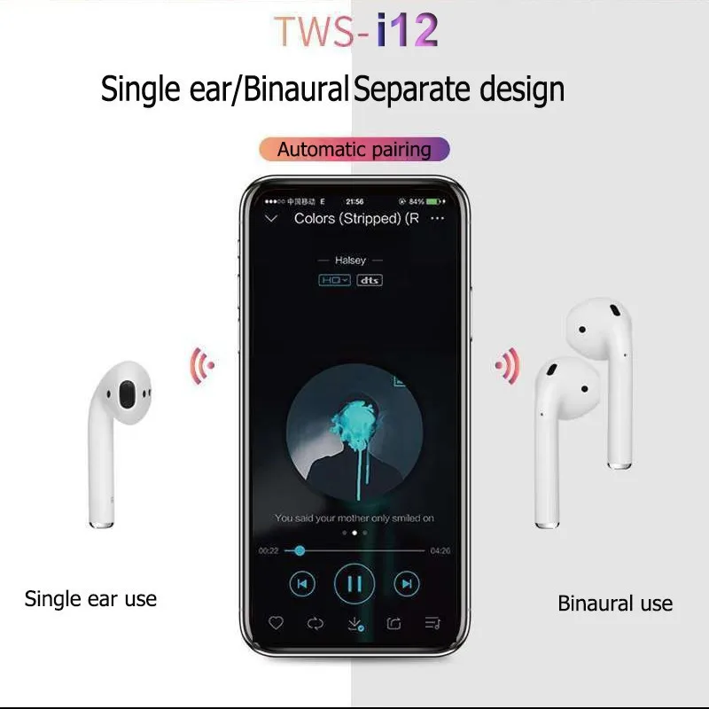 جديد i12 Tws بلوتوث 5.0 سماعات لاسلكية سماعات القرون التحكم باللمس سماعة 3d سماعات أذن استريو مع شحن مربع