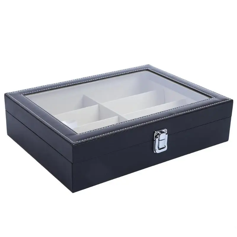 

8 Grid PU Leather Watch Box Case Luxury Jewelry Ring Display Watch Clock Boxes Holder Organizer Glasses Storage Box