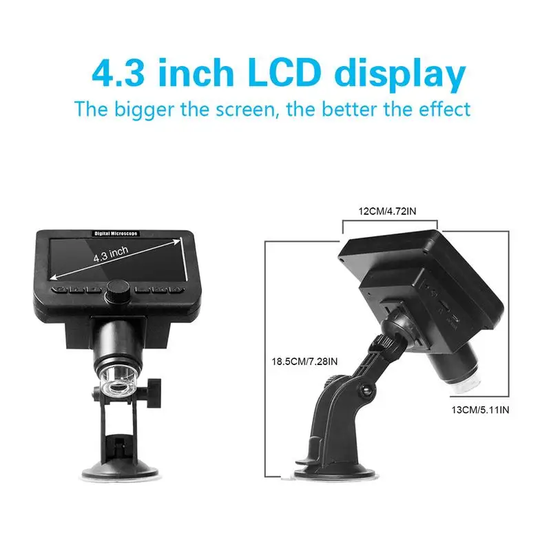 

Portable Amplifier Color Screen LCD Digital With 10X-1000X Magnification Zoom 8 LED Adjustable Lights Audio equipment