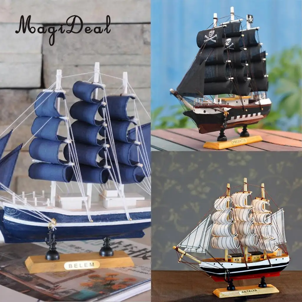 9.5 Inches Handcrafted Nautical Wooden Pirate Ship ...