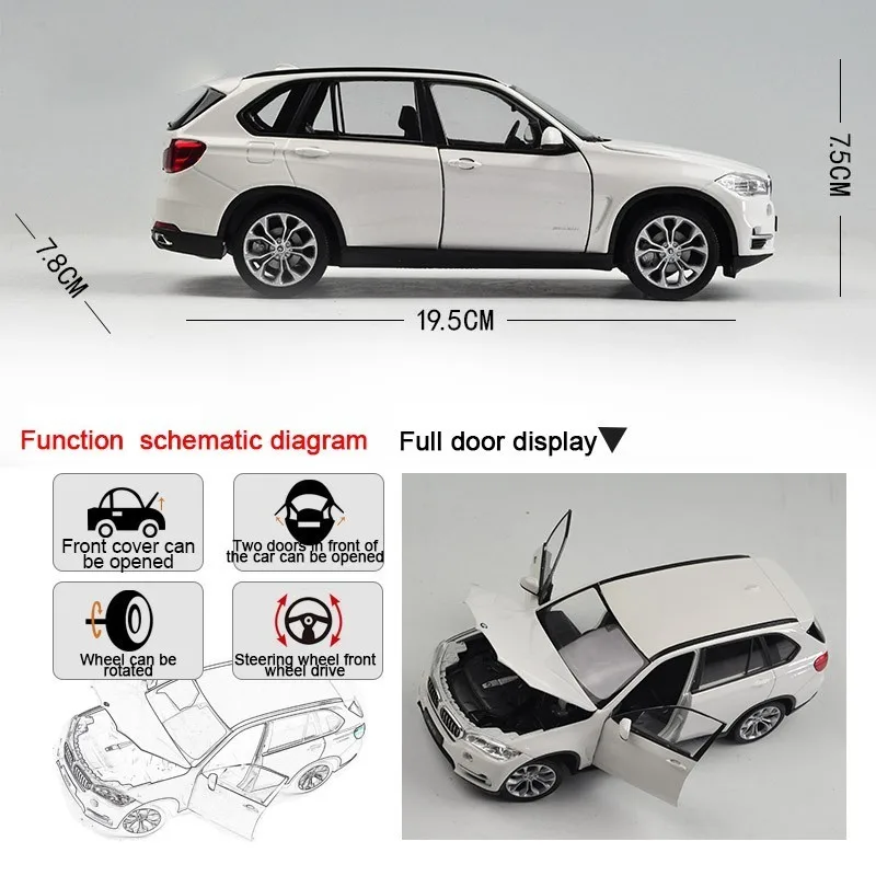 1:24, 5 серия, X5, модель автомобиля,, имитация, сплав, модель автомобиля, рулевое колесо, соединение переднего колеса, для взрослых, высокое качество, коллекция, подарок