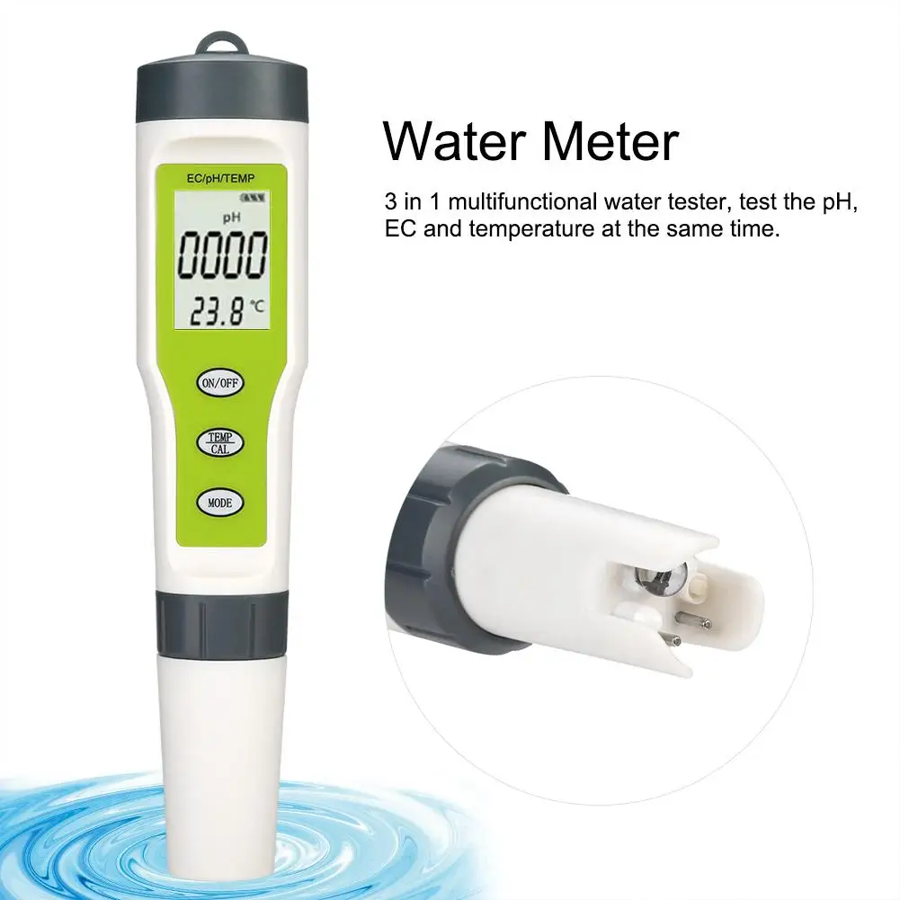 

3 in 1 Portable Digital PH EC TEMP Meter Water Quality Tester Purity Test Pen