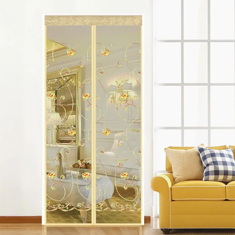 

Embroidered Magnet Mosquito Net Summer Anti-mosquito Mesh Magnetic Curtains Soft Yarn Door Tulle Window Screen