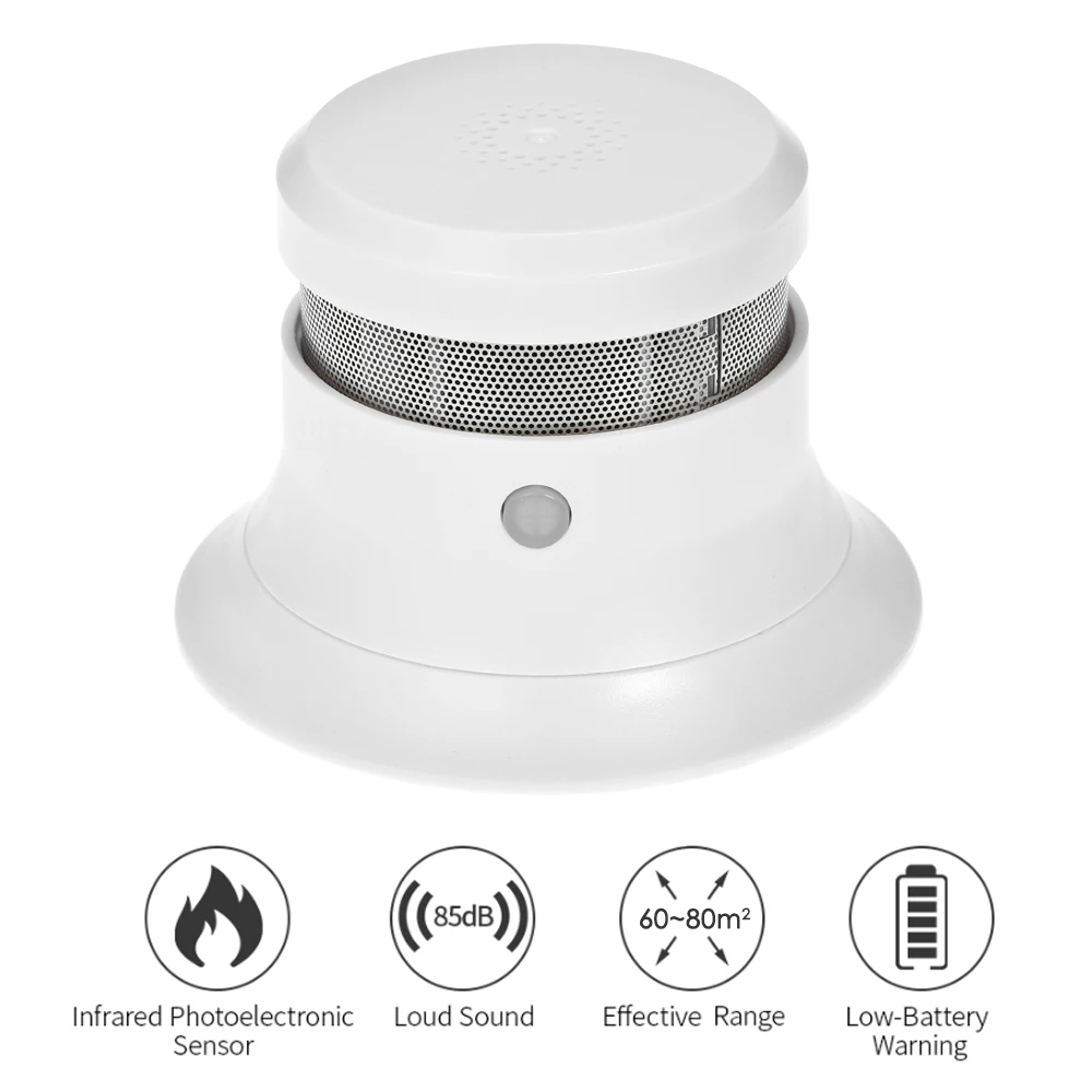 

Battery Operated Photoelectric Smoke Alarm LED Light Flashing & Sound Warning Smoke Alert Detector for Home School Hotel