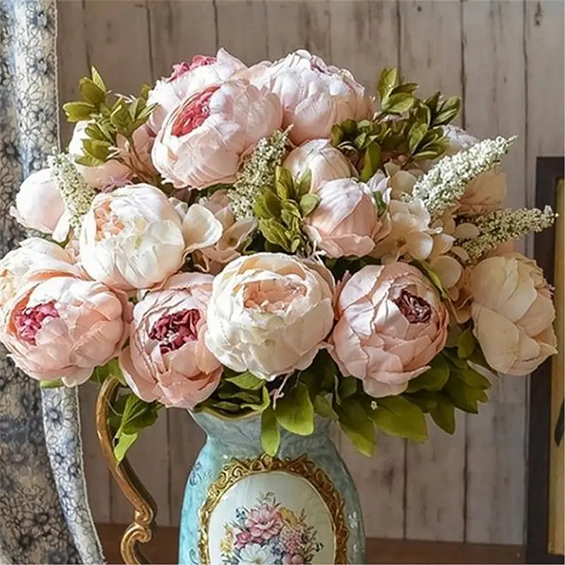

1 Bunch European Artificial Peony Decorative Party Silk fake Flowers Peonies For Home Hotel decor DIY Wedding Decoration wreath