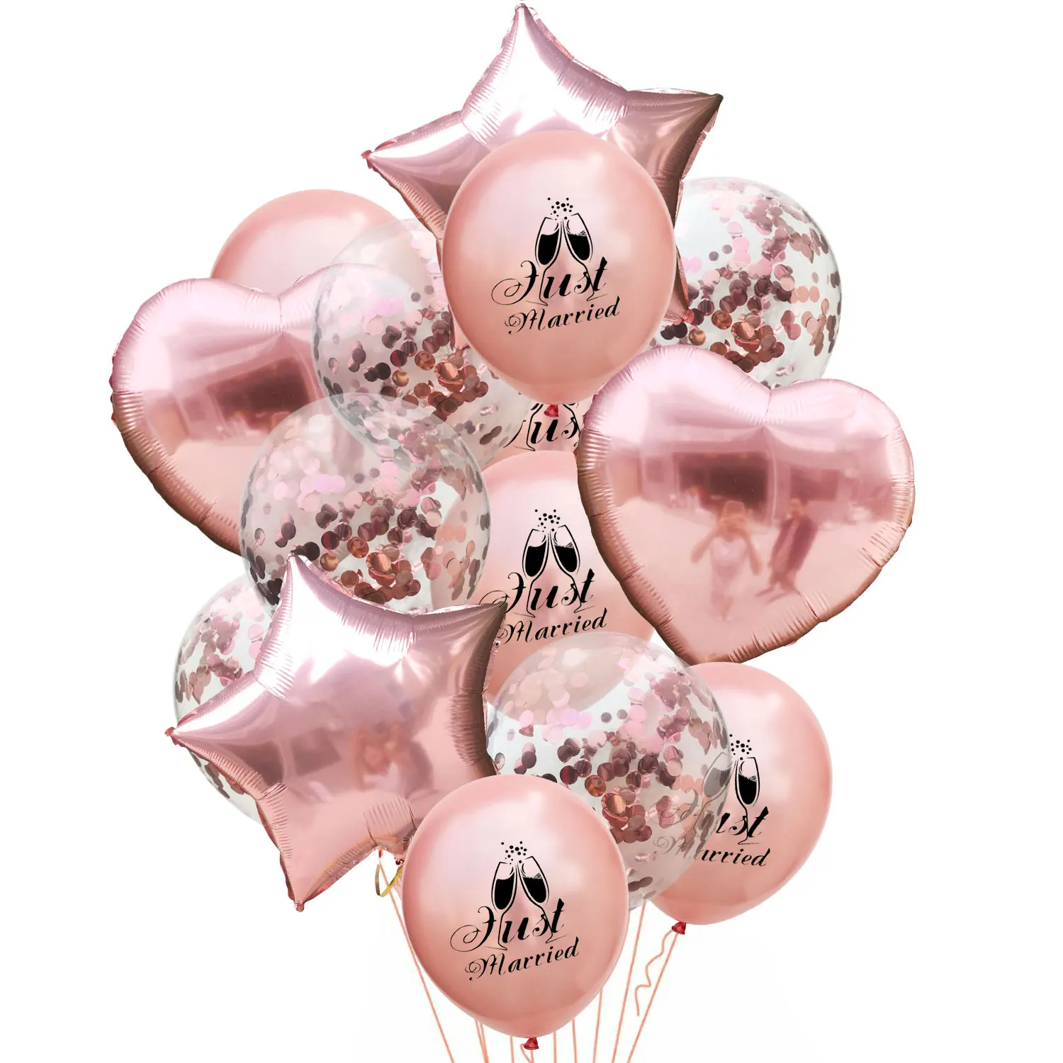 

ZLJQ JUST MARRIED Bunting Banners Rose Gold Mr Mrs Balloons Mariage Wedding Decoration Hen Night Bachelorette Party Favors 7