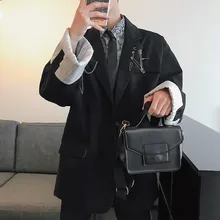 Японский стиль, весна, новинка, Мужская Дизайнерская верхняя одежда, высокое качество, блейзеры, пиджаки, западный стиль, свободные, черный цвет, пальто, размер s-xl