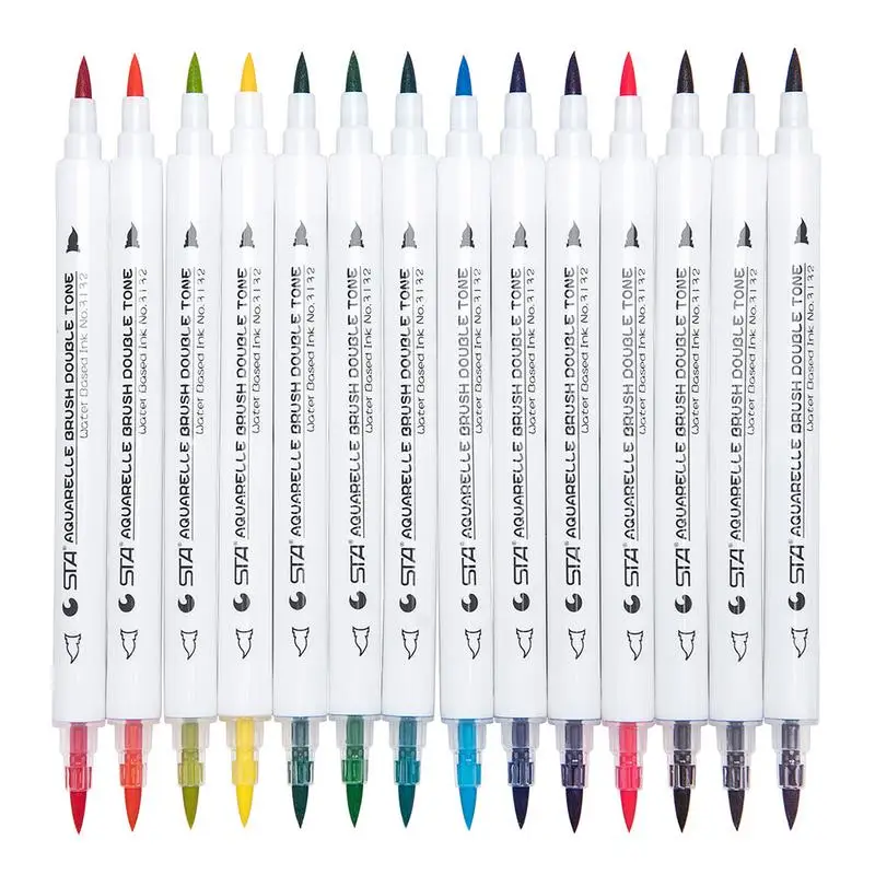 

14 Pack Dual Tip Brush Marker Pens Fine Tip Markers And Brush Highlighter Pen Set Coloring Book Writing Planning Art Project