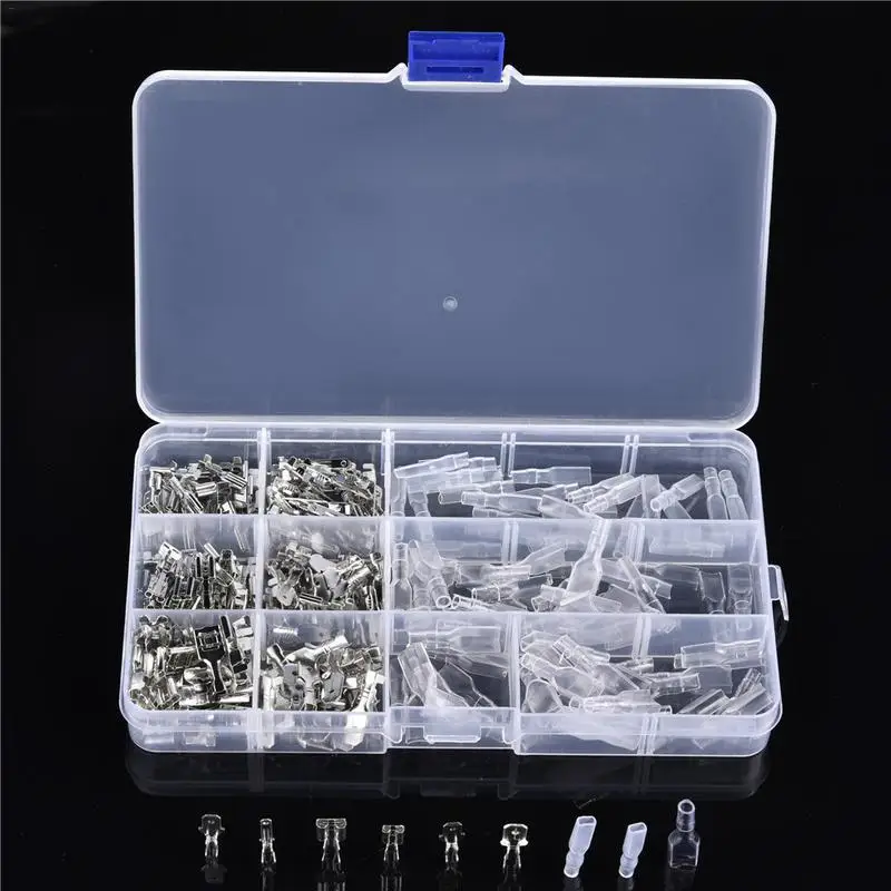 

270PCS Car Multimedia Electronic Equipment Maintenance Consumables Silver Protective Cover Spade Crimp Terminal Connector Kit