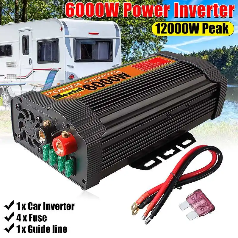 

Utility Inverter 12V 110V 12000W Peaks Auto Modified Sine Wave 6000W Voltage Transformer Power Inverter Converter Car Charge USB