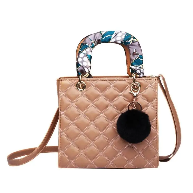 

Women Saffiano Diamond Lattice Leather Shoulder Bag Handbags Mini Square Women Top-Handle Bag