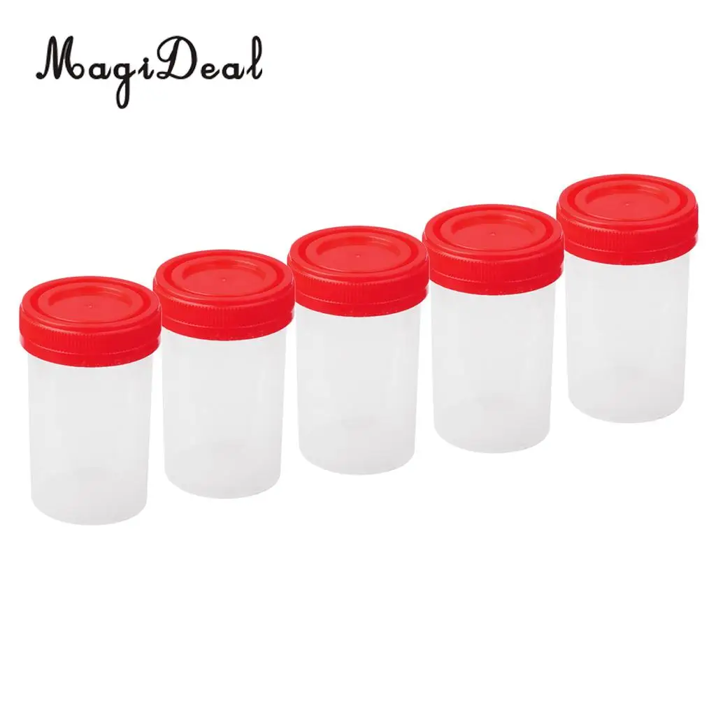 5x60mlPlasticGraduatedMeasuringSpecimenCupSterileContainerwith