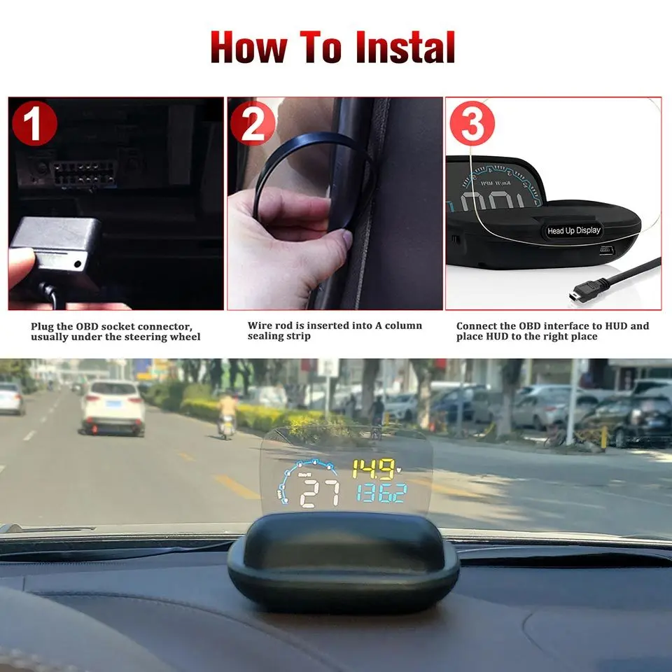 Последний OBD2 Hud Дисплей автомобиля OBD 2 Спидометр бортовой компьютер лобовое