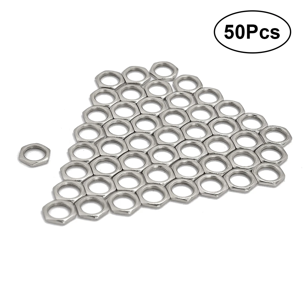 

50 Zinc Alloy Thin Nut Light Nut Fine Tooth Nut Inner Diameter 8mm Instrument Parts for Instrument Bass Guitar Socket Jack