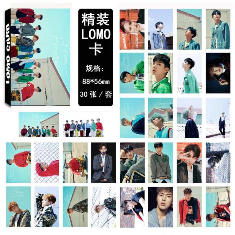 

30 Pcs/pack Hot KPOP MONSTA X SHINE FOREVER Album Lomo Cards New Fashion Self Made Paper Photo Card HD Photocard Stationery