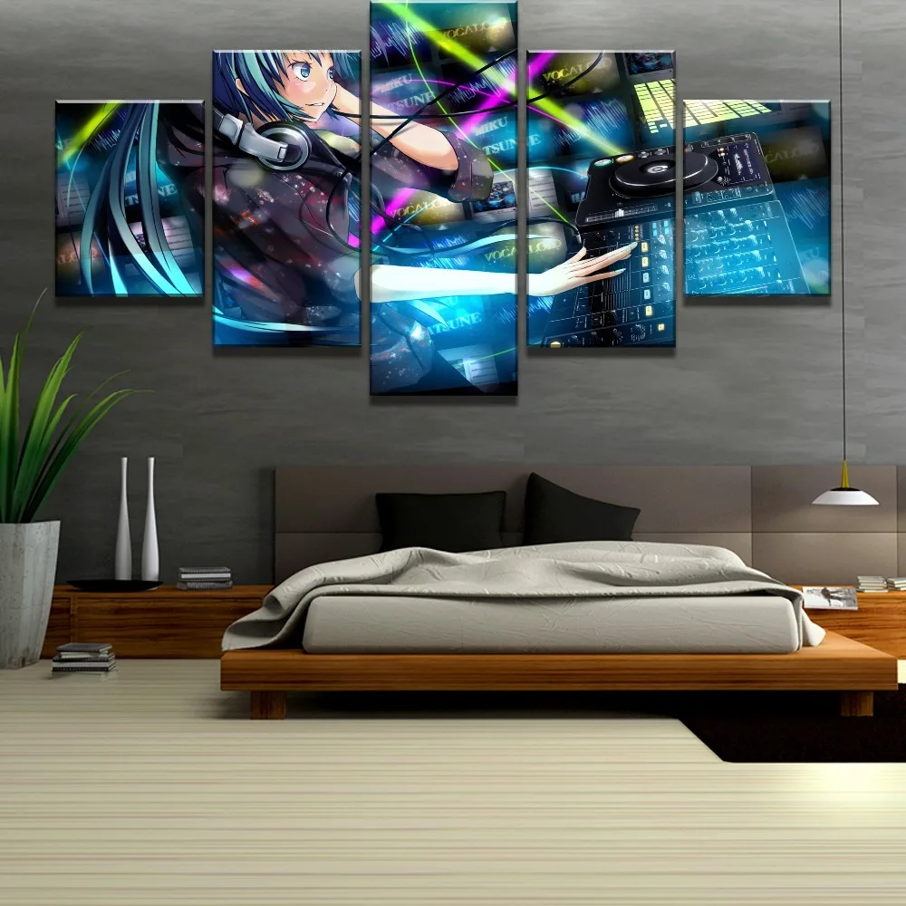 

HD Print 5 Piece Vocaloid Hatsune Miku Poster Modern Decorative Paintings on Canvas Wall Art for Home Decorations Wall Decor