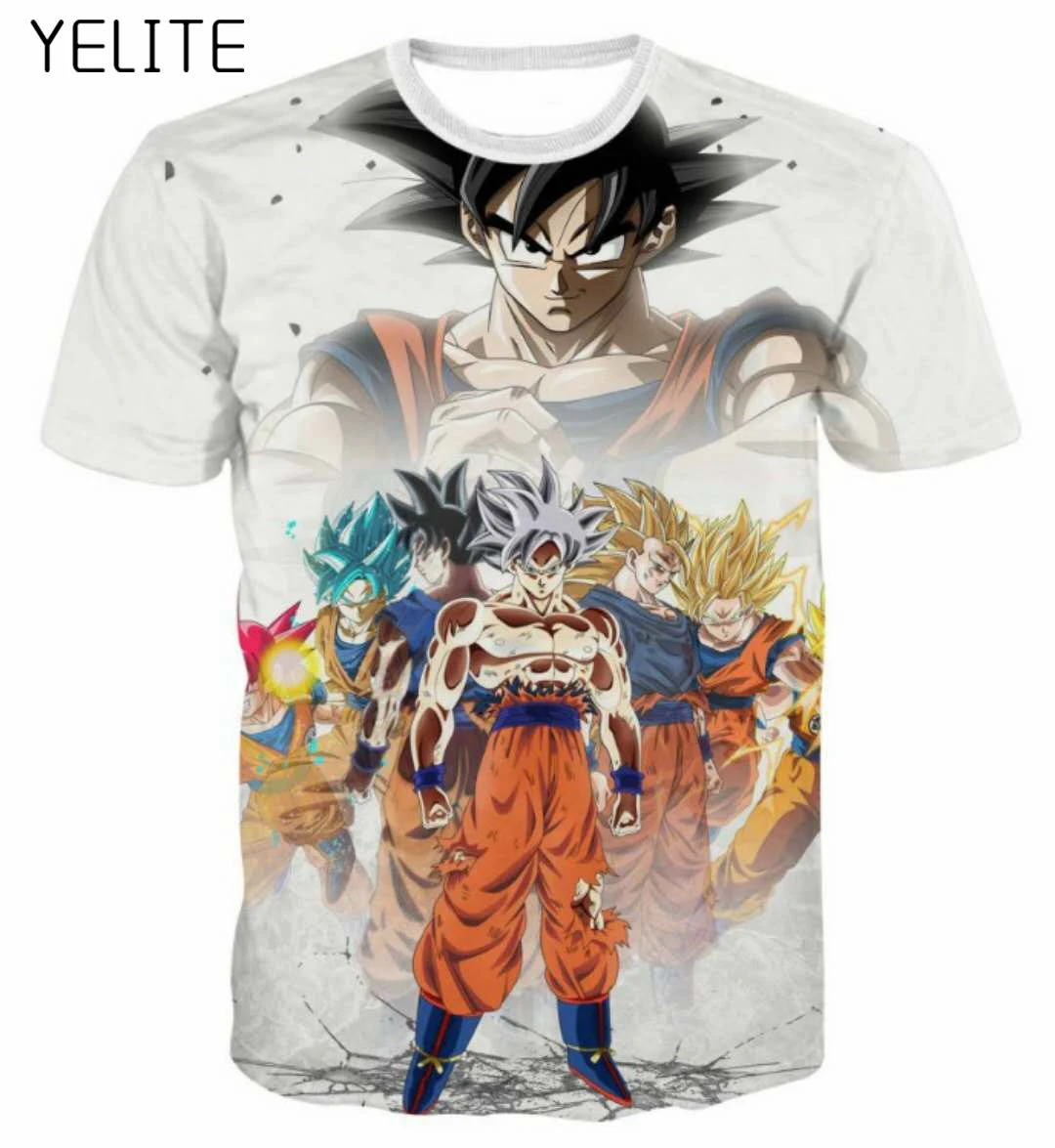 

YELITE New Dragon Ball T Shirts 3D Print Super Saiyan Son Goku Dragonball Black Casual Tee Shirt Men Summer Tops Tee Clothing