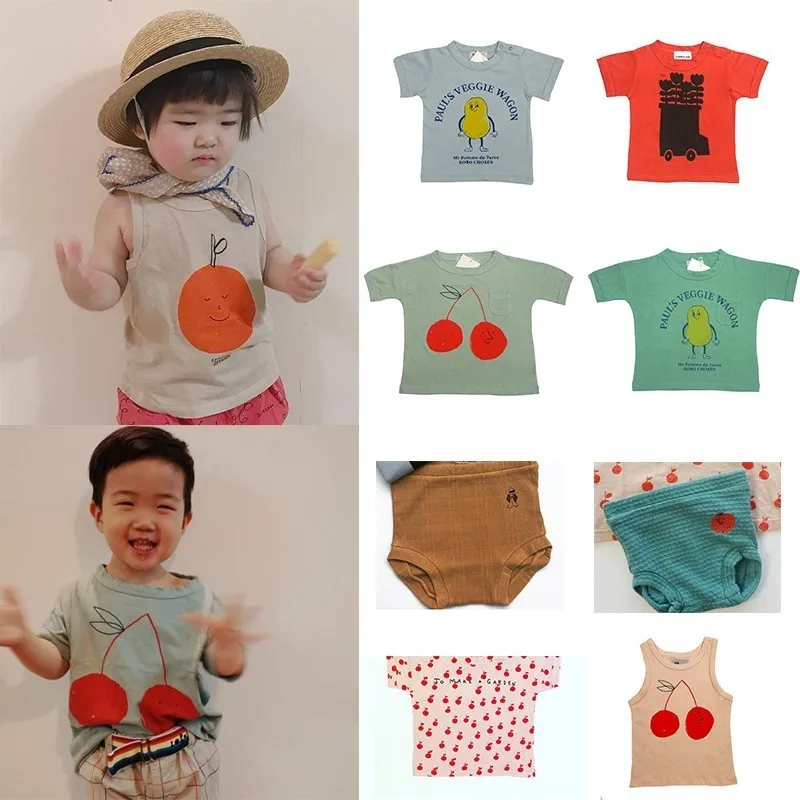 

Kids T Shirts 2019 Bobo C Summer Boys Girls Cherry Print Short Sleeve T Shirts Baby Child Cotton Fashion Tops Tees Clothes