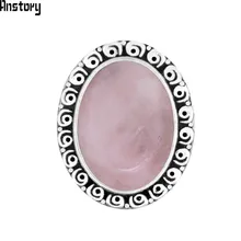 Овальный розовый кварц аметисты нефрит натуральный камень для женщин Винтаж кольцо Улитка античный посеребренный вечерние ювелирные изделия