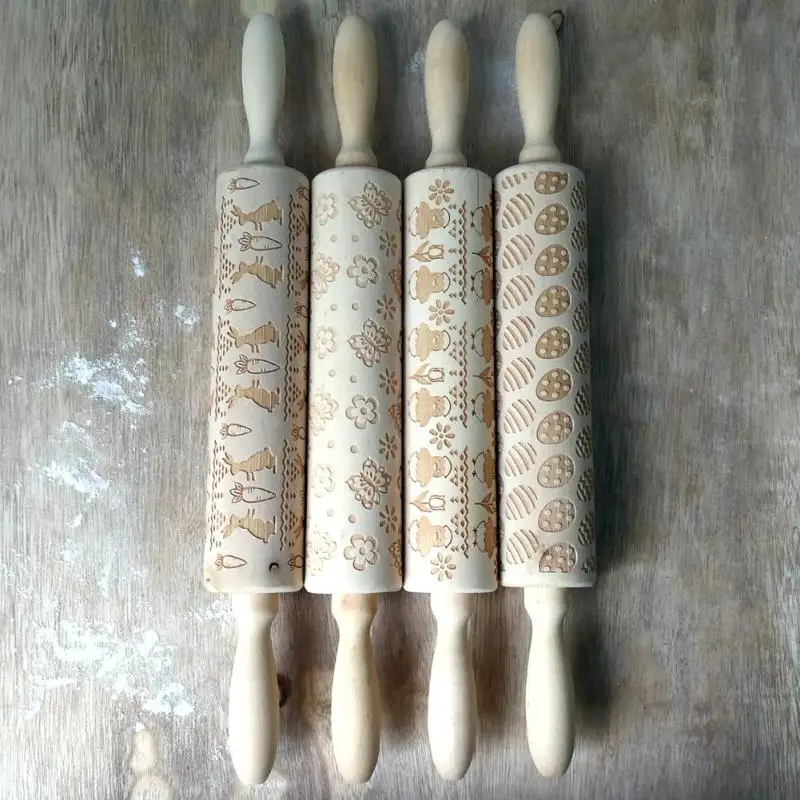 

Embossing Rolling Pin for DIY Baking Cookies Pastry Tools Baking Cookie Noodle Biscuit Fondant Cake Dough Engraved Roller