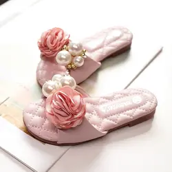 Обувь для девочек весна/лето удобная обувь/обувь с цветочным узором для девочек Тапочки и шлепанцы с цветочным рисунком для