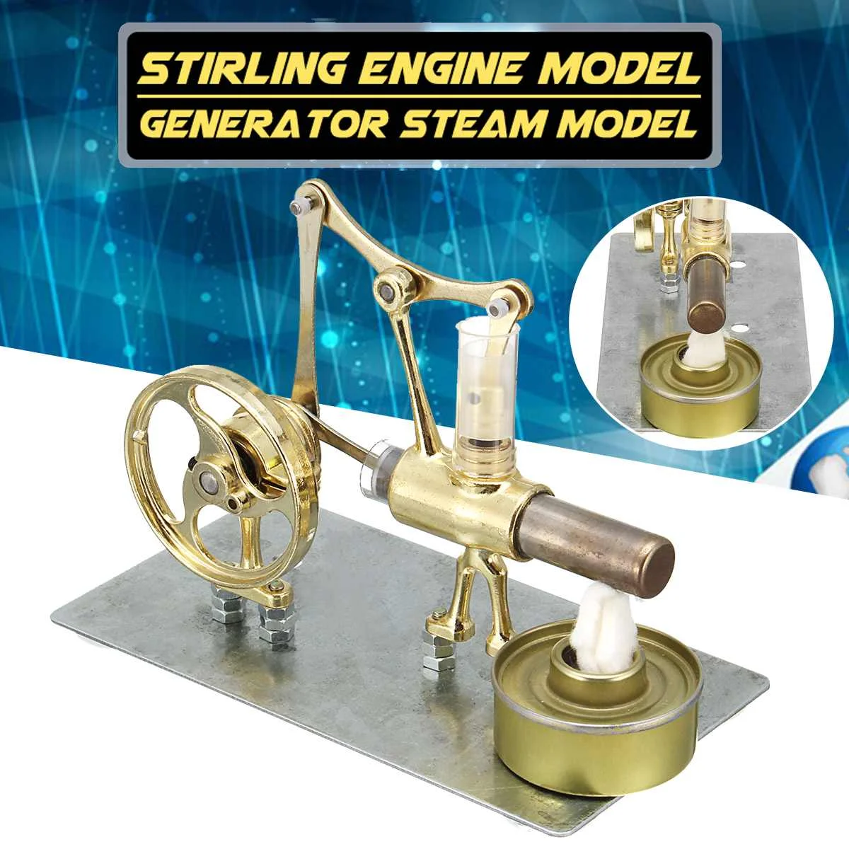 

Mini Hot Air Stirling Engine Model Single Cylinder Engine Collection Gift 160x87x110mm