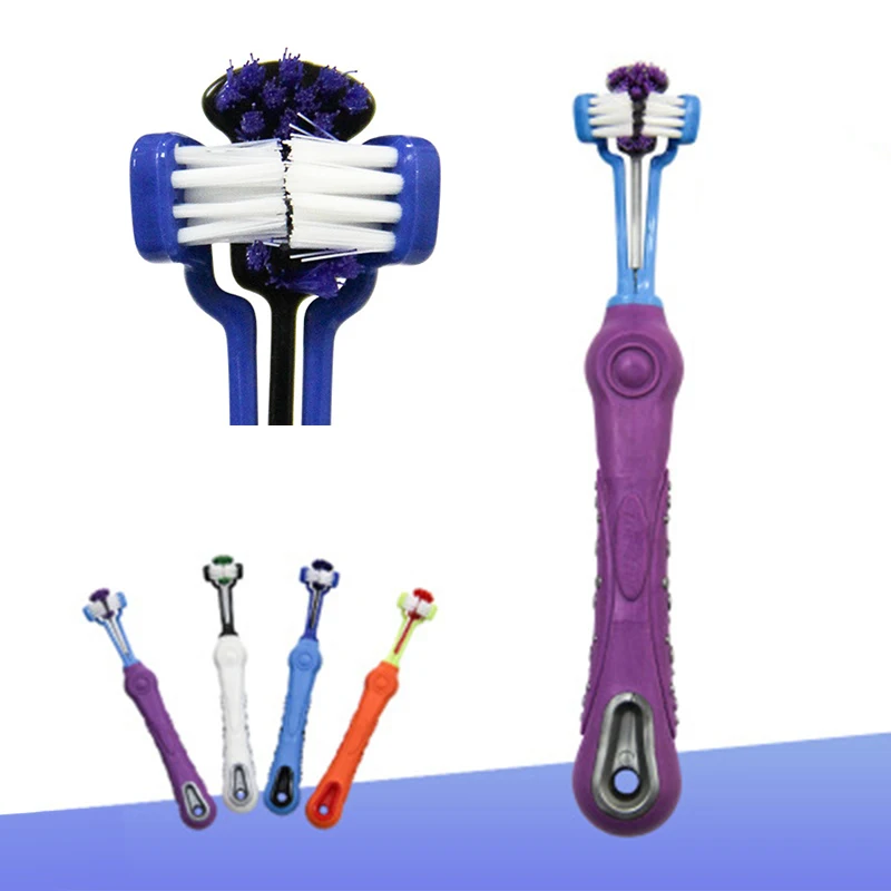 

Dog Toothbrush Three-headed Toothbrush Multi-angle Cleaning Cat Teeth Remove Dental Calculus Large Dog Toothbrush Pet Supplies