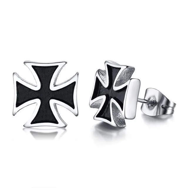 Buy 2PCS Stud Earrings Knights Templar Iron Cross Ear Piercing Stainless Steel