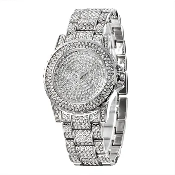 

Luxury Women Watch Fashion Full Rhinestone Quartz Analog Wristwatch Lady Elegant Wrist Watch Bracelet Bling Silver Gold New D30