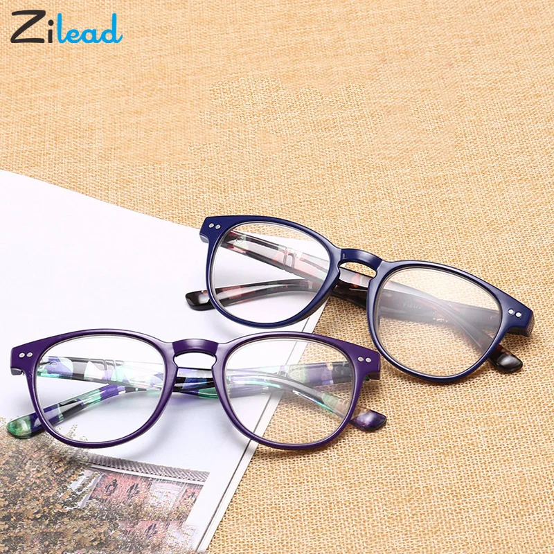 

Zilead Ultralight Women Men Eyeglasses Plastic Full Frame Retro Reading Glasses Clear Camouflage Color Spring Lens Presbyopia