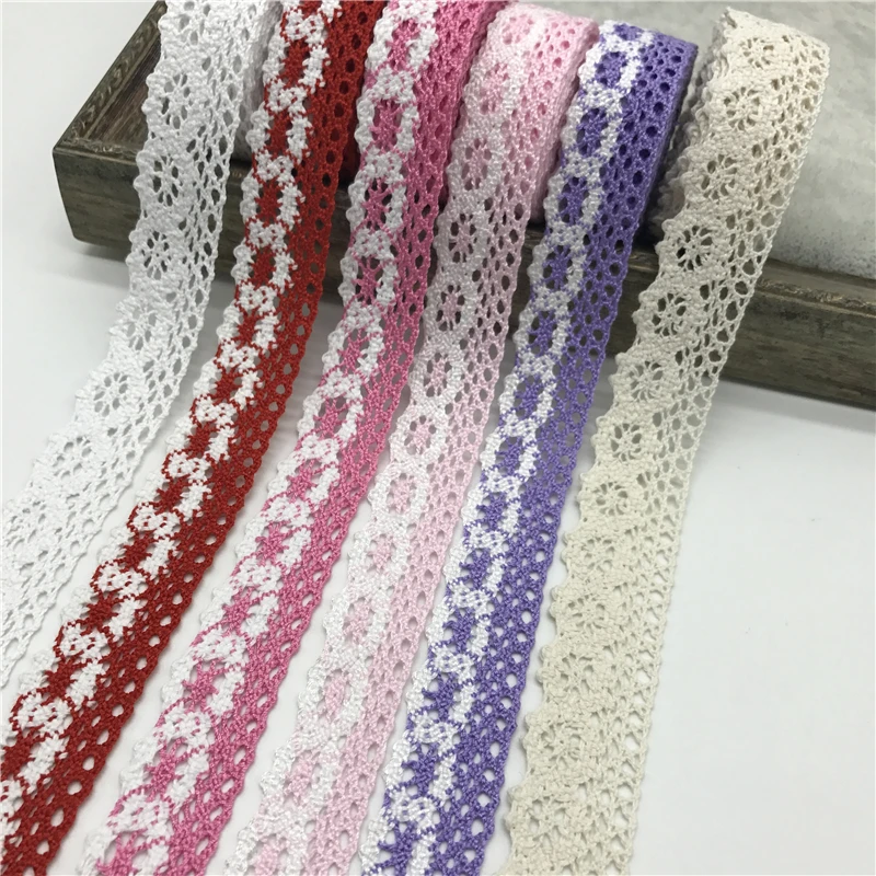 2yards/lot 25mm Cotton Lace Ribbon Embroidered Lace Sewing Fabric DIY Craft Handmade For Clothing Bag Wedding Decoration