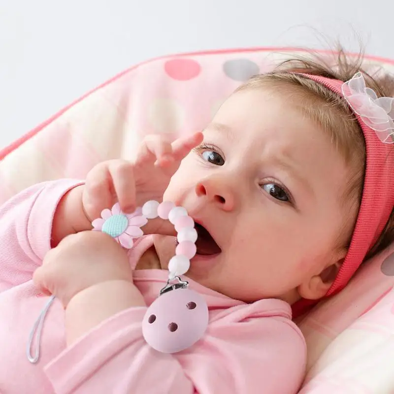 Цветок младенческой детский браслет детский силиконовый Прорезыватель бусины браслеты Прорезыватель для зубов клип Детские Жевательные
