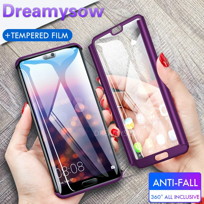 

360 Full Protective Case For Huawei Y7 Y6 pro 2019 P20 P30 Lite Pro P8 P9 P10 Lite Honor 7A 7C 8 9 lite 10 Phone Case With Glass