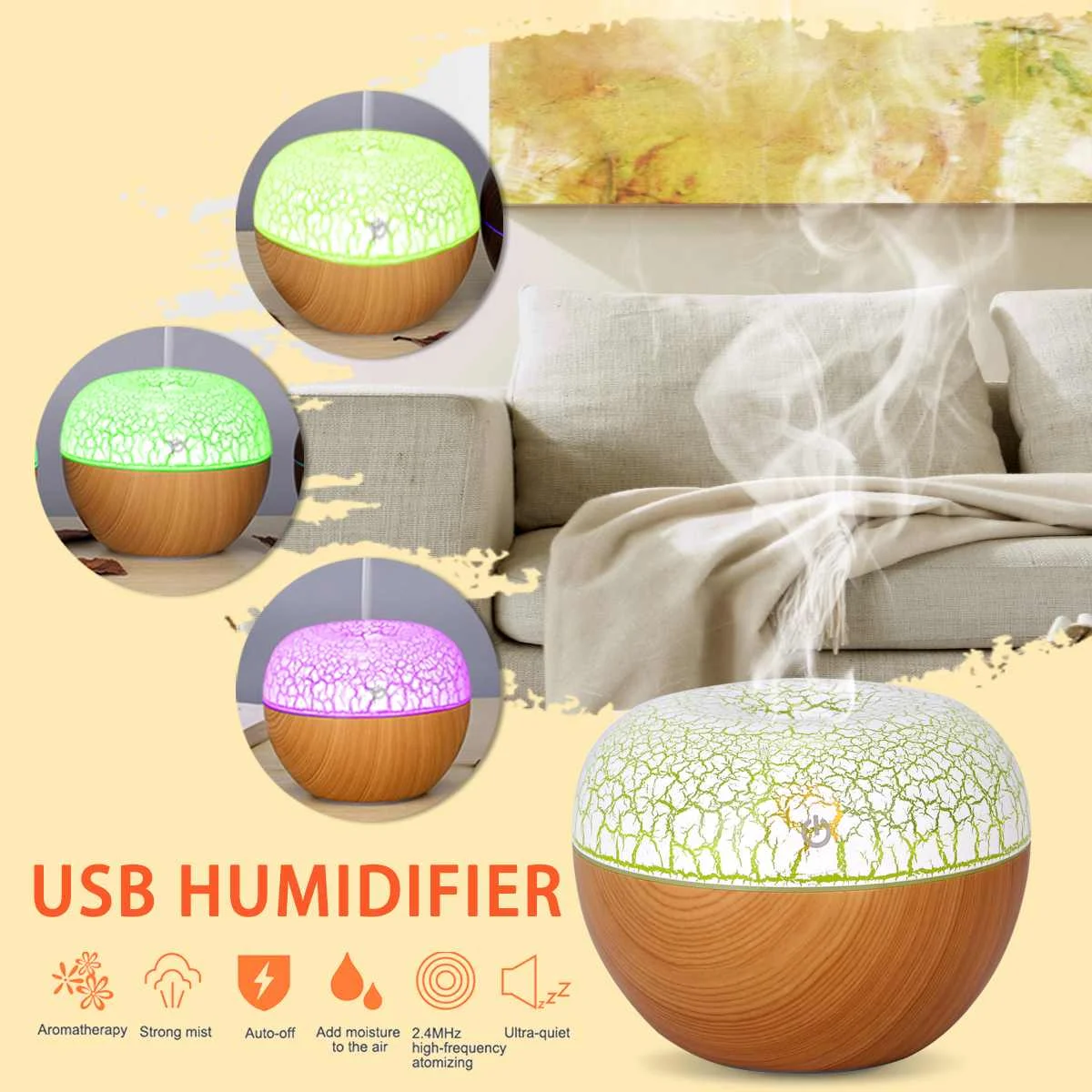 

Usb Essential Oil Diffuser Ultrasonic Cool Mist Humidifier Air Purifier 7 Color Change Led Night Light Office Home Humidificador