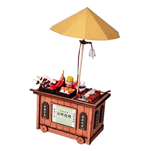 

1:12 Scale Dollhouse Furniture Wooden Barbecue Stand Roadside Stand Model Miniature Doll House Accessories Decoration Toys