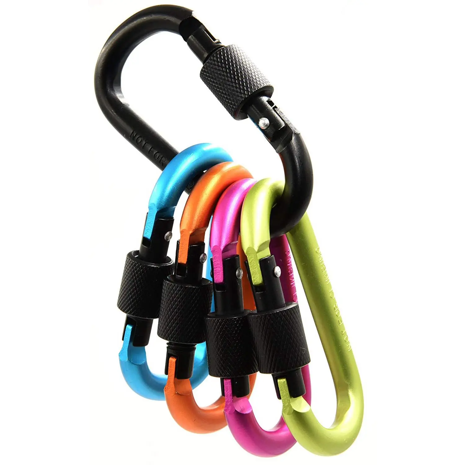 5 pcs D ring Key Chain Aluminum Alloy Carabiner Locking Clip Hook for ...