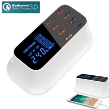 Многопортовое USB зарядное устройство 8 портовый концентратор Quick Charge 3,0 Настольный несколько светодиодный настольный usb зарядная станция Быстрая зарядка EU US UK Plug