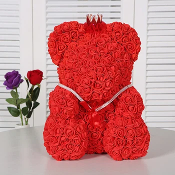 

2019 Newest 40cm Big Red Teddy Bear Rose Flower Artificial Christmas Gifts For Women Valentine's Day Gift Birthday Romantic Gift