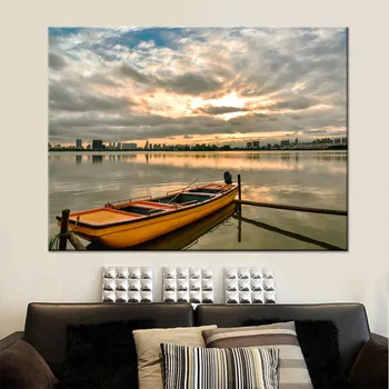 

Canvas Paintings HD Prints Wall Art Pictures 1 Piece Boat On The River Scenery Poster For Living Room Home Decor Shipped 24 Hour