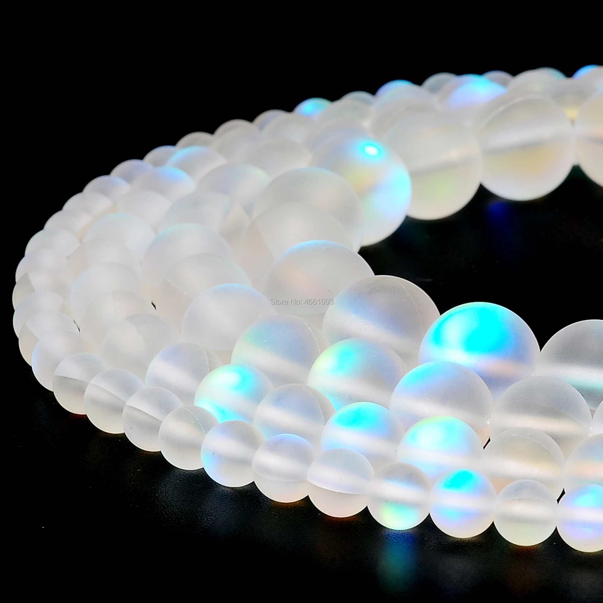 

Matte MoonStone Beads AB Frosted Aura Iridescent Crystal Round Loose Beads For Jewelry Making Fit Charms Bracelet 6-12 mm