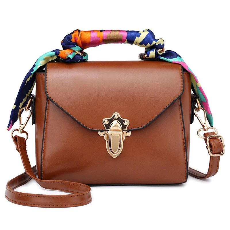 

New Color Scarf European And American Fashion Mortise Lock Shoulder Oblique Money Small Square Bag Shopping Messenger Bag