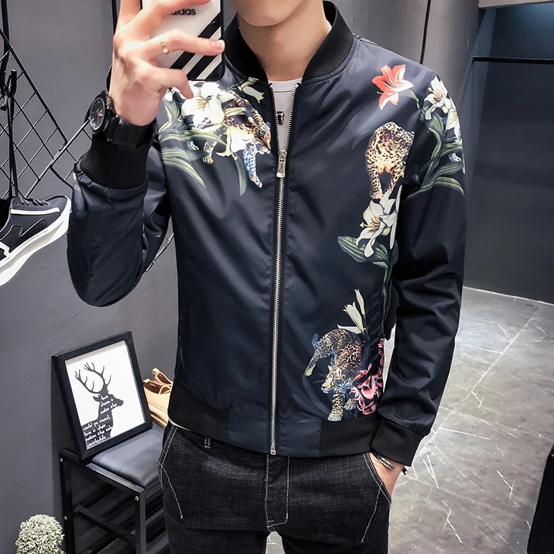

Flower Jacket Men 2019 Fancy Men Club Party Men Jackets Spring Chaqueta Para Hombre Cortaviento Hombre Slim Fit Chaqueta Hombre
